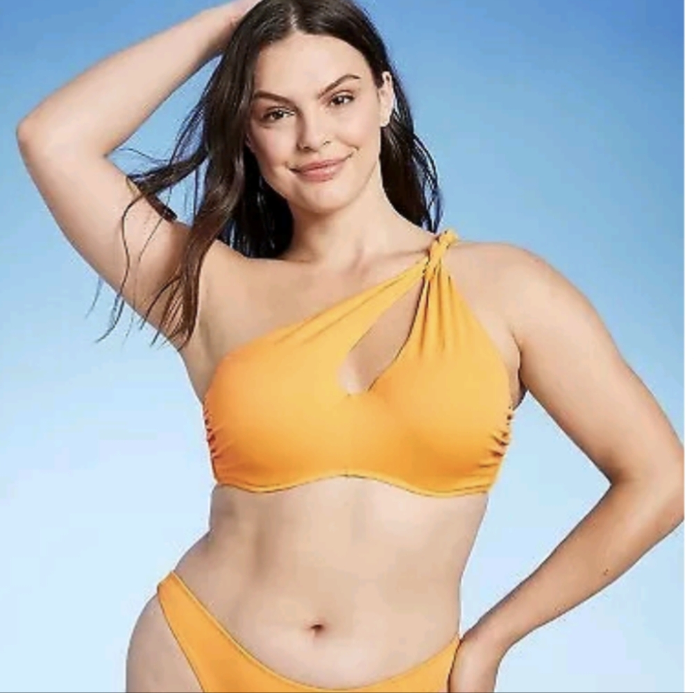 Shade & Shore 2 Piece Yellow Bikini Top 36C & Bikini Bottom 16-18  NWT